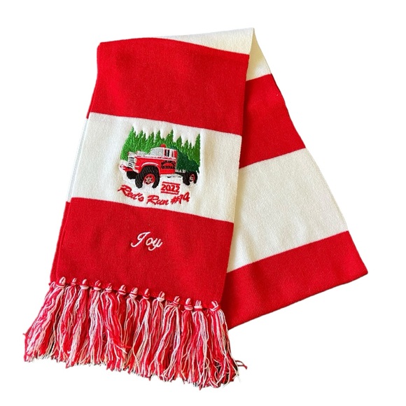 Collectors Item 2022 Red’s Run Red and White Knit Scarf - Picture 3 of 3